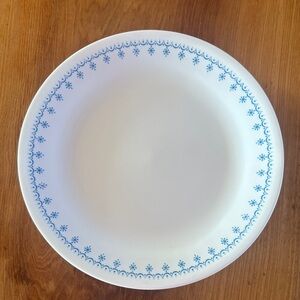 Corelle White Snowflake Salad Plate with Blue Border Set of 4